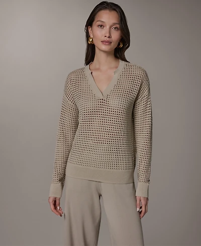Donna Karan Weekend Women's Long-Sleeve Pointelle Sweater