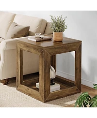 Slickblue Modern Square Nightstand with Open Storage Shelf