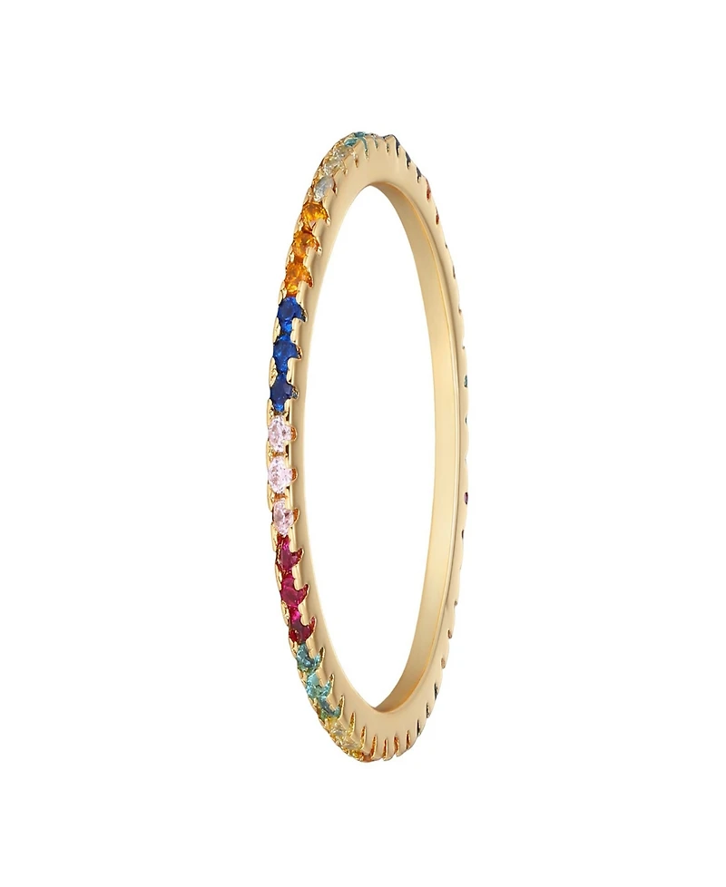 Adornia Gold Cubic Zirconia Rainbow Eternity Band Ring