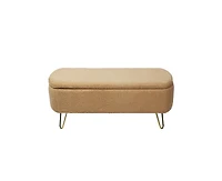 sumyeg Storage Ottoman Bench for End of Bed Gold Legs Modern Grey Faux Fur Entryway Upholstered Padded