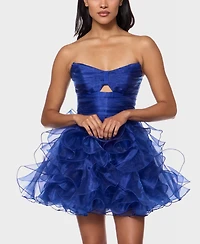 Alex & Sophia Juniors' Strapless Sweetheart Neck Organza Dress