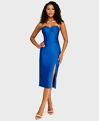 Alex & Sophia Juniors' Strapless Corset Midi Dress