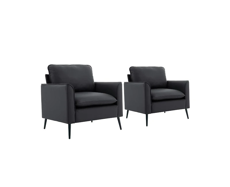 sumyeg Leather Upholstered Sofa Chair Set of 2