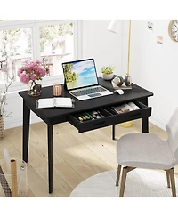 Homsee 39-Inch Writing Desk with 2 Slim Drawers - Office Rubber Wood Legs | Modern Mdf Study Table Easy Assembly