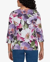 Alfred Dunner Women's Violet Blooms Knit Top
