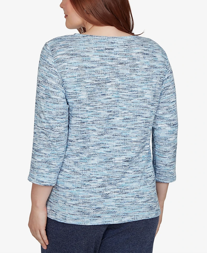 Alfred Dunner Women's Space Dye 3/4-Sleeve Top