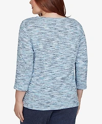 Alfred Dunner Women's Space Dye 3/4-Sleeve Top