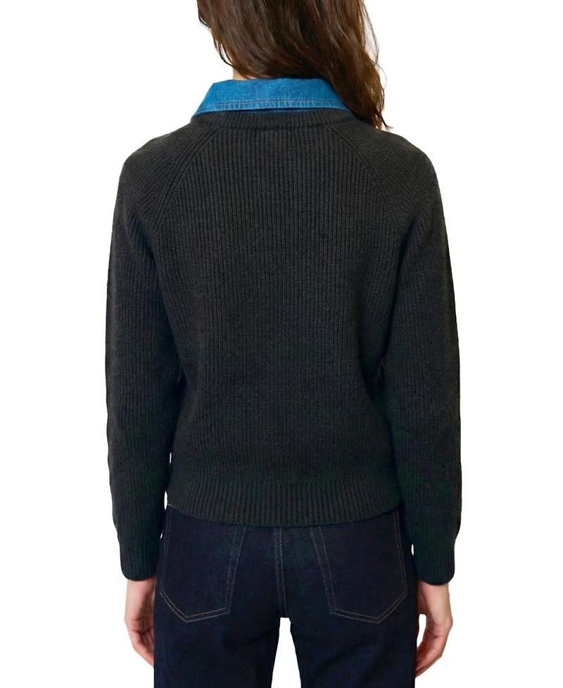 Central Park West Women's Dash Denim Collar Pullover