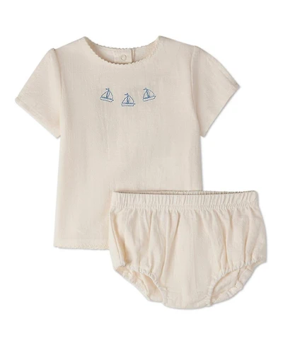 MeMoi Baby Girls 2 Piece "Set The Sail" 100 percentage Cotton Bloomer Set