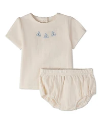 MeMoi Baby Girls 2 Piece "Set The Sail" 100 percentage Cotton Bloomer Set
