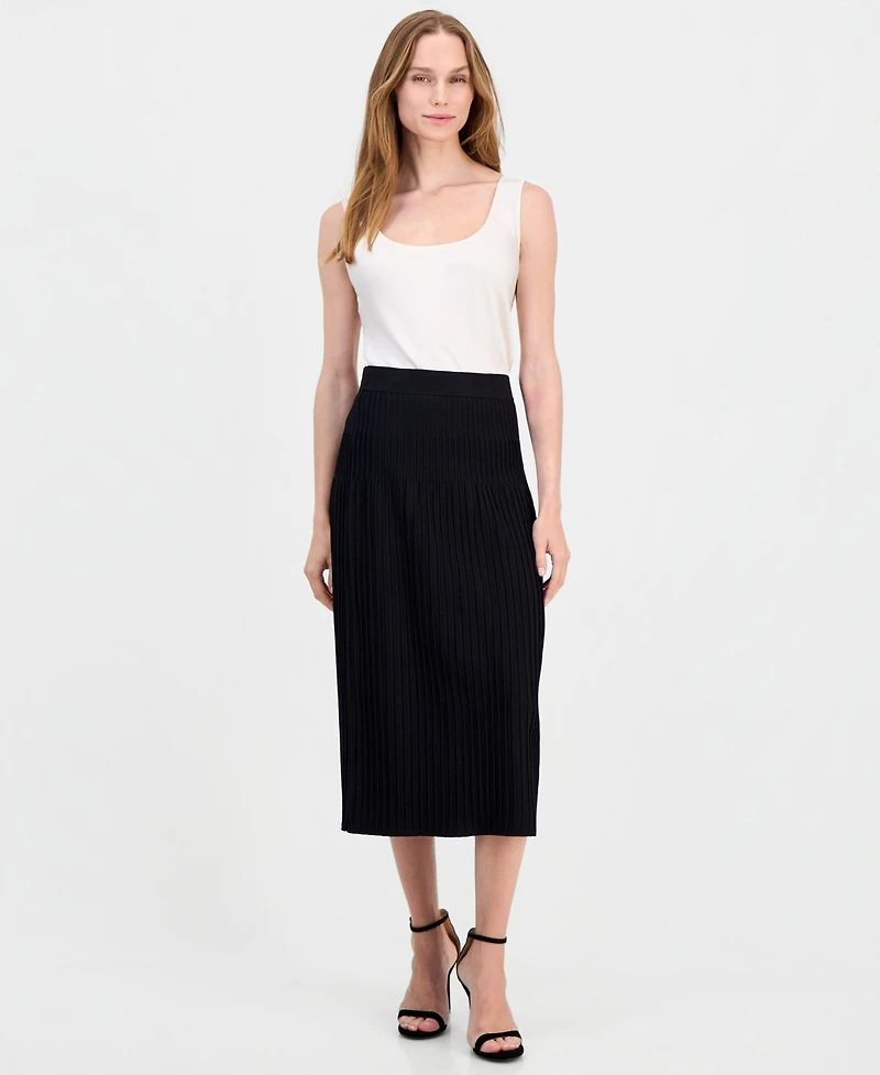 Anne Klein Women's Pull-On Pleated A-Line Sweater Skirt