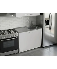 Fm Furniture Napoles Utility Sink with Built-In Storage and Work Surface, Ideal for Food Prep, Organization, Extra Counter Space