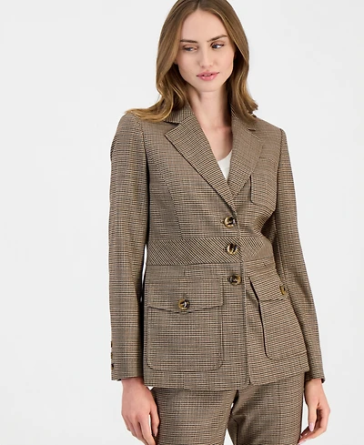 Anne Klein Women's Plaid Three-Button Blazer