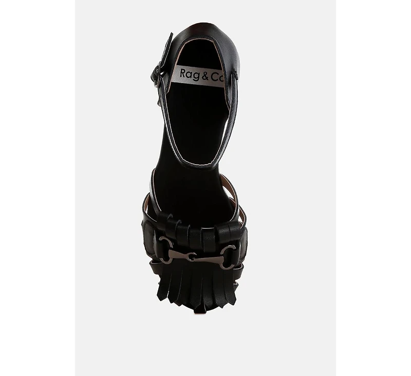 Ramita Horsebit Fringe Flat Sandals