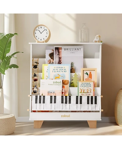 Robotime Dollhouses Kids Bookshelf, Wooden Book Shelf with Stability Sturdiness for Kids Rooms Nursery Playrooms