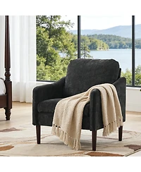 homfan Mid-Century Modern Side Chair, Chenille Curved Armchair for Adults, Reading Chair, Cloud Single Sofa for Bedroom, Living Room