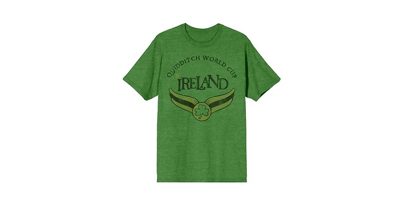 Harry Potter Men's Quidditch World Cup Ireland Green Short Sleeve Crew Neck Tee-xxl