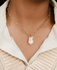 Ettika 18k Gold-Tone Plated Single Cultured Pearl Necklace