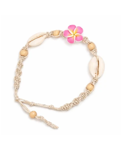 Rebl Jewelry Women's Beaded Shell Flower Anklet