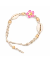 Rebl Jewelry Women's Beaded Shell Flower Anklet