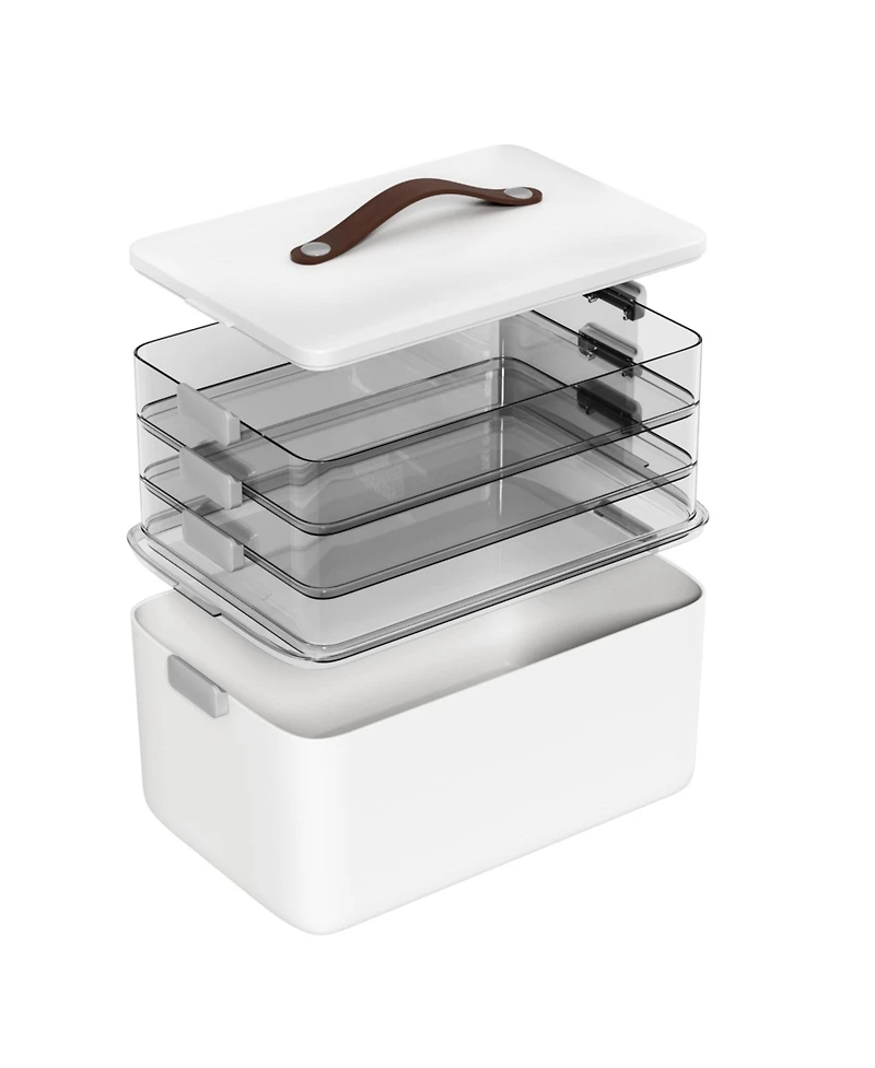 Xdovet 4-Tier StorBox Latch Bin Leather Handle