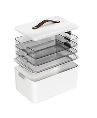 Xdovet 4-Tier StorBox Latch Bin Leather Handle
