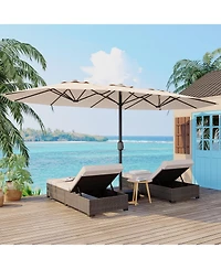 homfan Heavy Duty Outdoor Patio Umbrella with 8 Ribs, Waterproof Uv Protection, Crank and Push-Button for Deck, Pool, Garden, Backyard