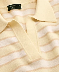 Charter Club Women's 100% Cashmere Striped Collared V-Neck Sweater, Macy's Exclusive