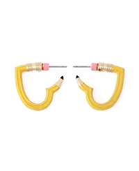 Betsey Johnson Yellow Best In Class Heart Pencil Huggie Earrings