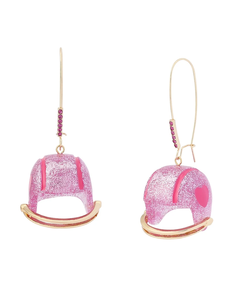 Betsey Johnson Faux Stone Betsey Ball Football Helmet Dangle Earrings