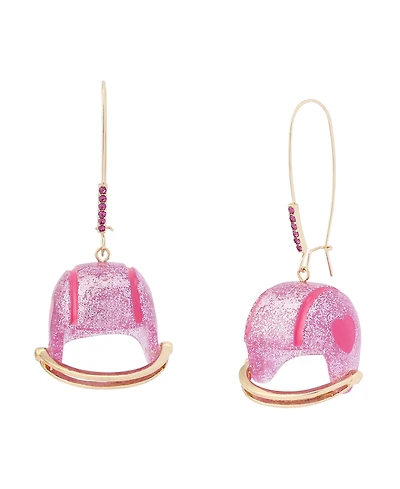 Betsey Johnson Faux Stone Betsey Ball Football Helmet Dangle Earrings