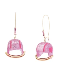 Betsey Johnson Faux Stone Betsey Ball Football Helmet Dangle Earrings