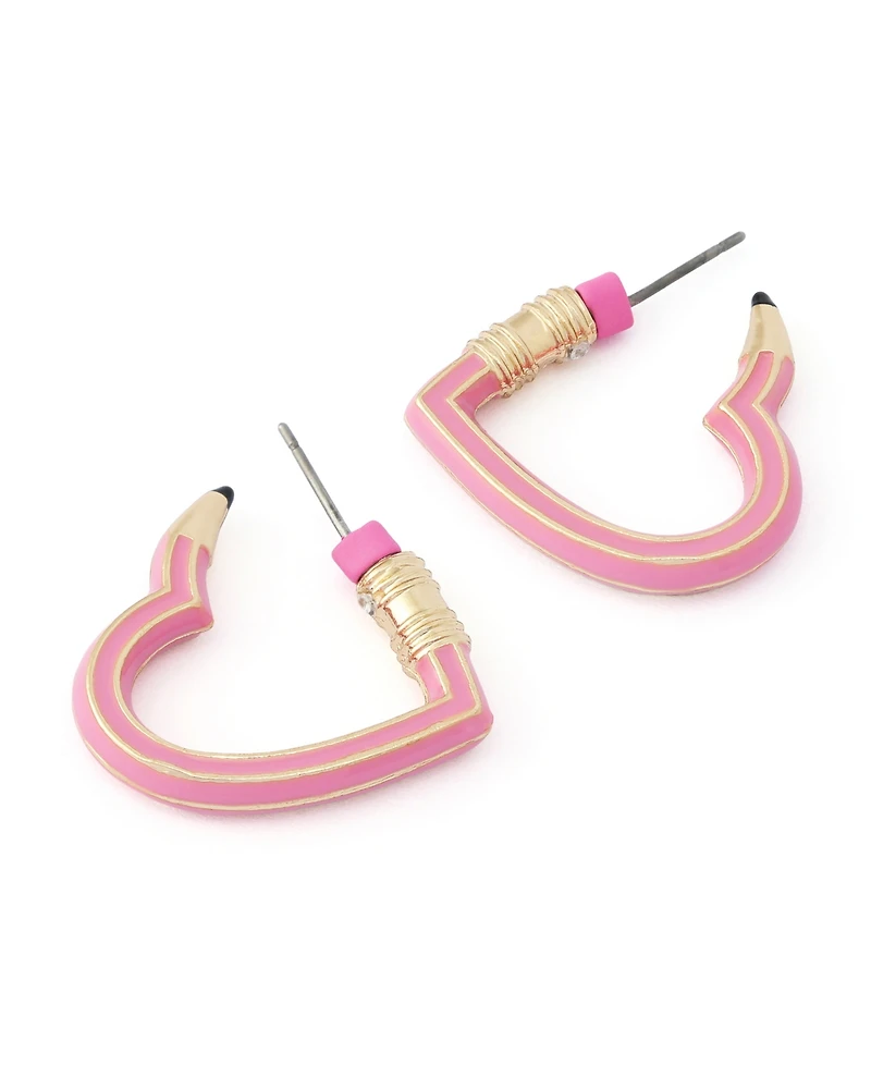 Betsey Johnson Best In Class Heart Pencil Huggie Earrings