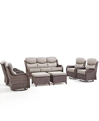 Pocassy Outdoor Patio Furniture Set-7 Pieces All-Weather Wicker with Swivel Chairs Conversation Sets