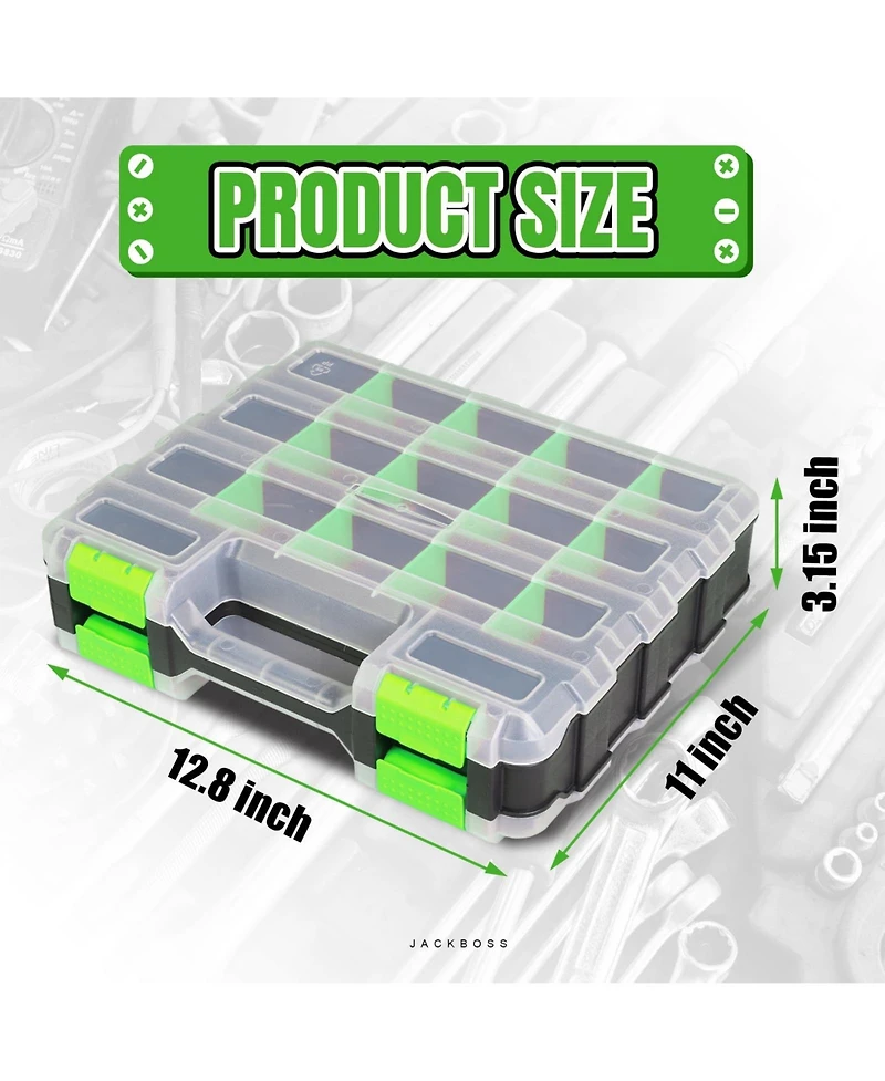 Xdovet Tool Box Double Side 34 Compartments Organizer Removable Dividers