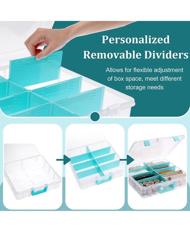 Xdovet Plastic Storage Box 8 Compartments Adjustable Lid Craft Organizer