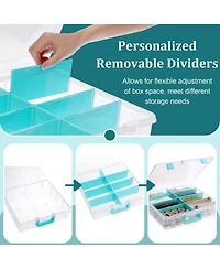 Xdovet Plastic Storage Box 8 Compartments Adjustable Lid Craft Organizer