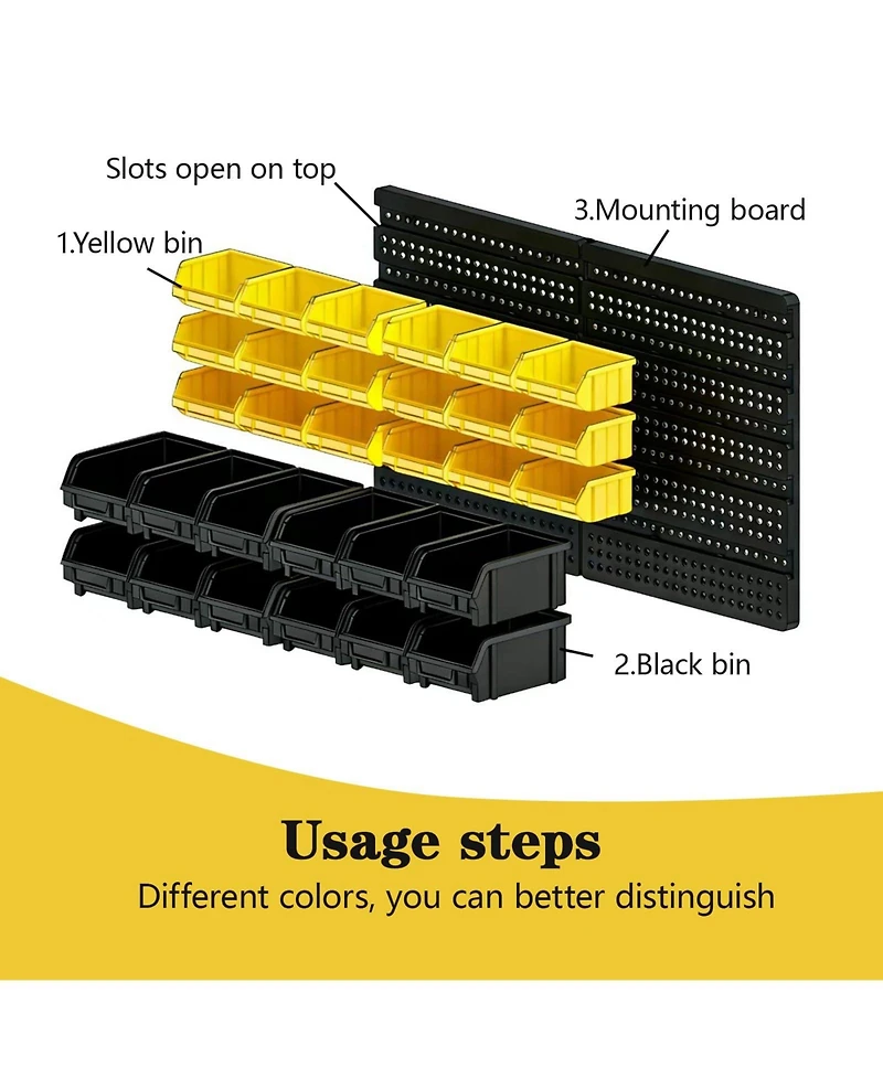 Xdovet Wall Mounted Tool Organizer Plastic Parts Rack Storage Compartments