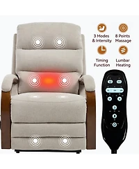 Clihome Power Chenille Lift Recliner Chair Dual Motor Infinite Position Up to 350 Lbs with Solid Wood Armrests