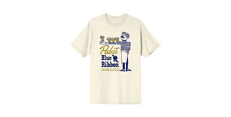 Pabst Blue Ribbon Men's Bartender With Beer Natural Ground