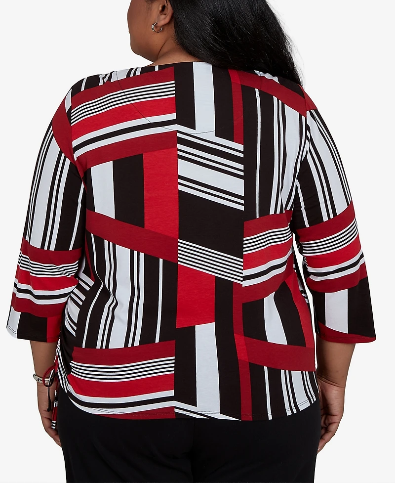 Alfred Dunner Plus Slashed Glass Knit Top