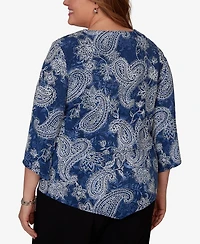 Alfred Dunner Plus Paisley Puff Printed Top