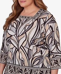 Alfred Dunner Plus Stained Glass Border Trim Top