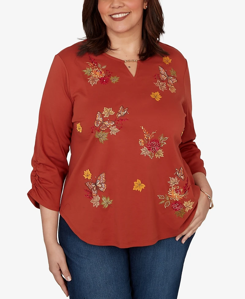 Alfred Dunner Plus Tossed Floral Butterfly Top