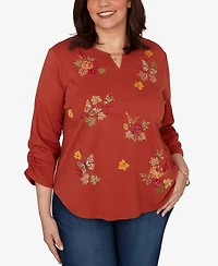 Alfred Dunner Plus Tossed Floral Butterfly Top
