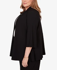 Alfred Dunner Plus Light Open Crepe Cardigan Top