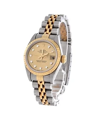 Pre-Owned Rolex Oyster Perpetual Datejust Automatic Watch in Stainless Steel and Gold with Diamond Markers 26mm