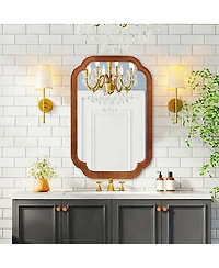 Laoties 24" x 36" Wood Wall Mirror, Bathroom Vanity Mirror with Rounded Corner Solid Frame for Entryway and Bedroom