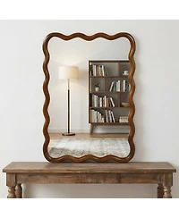 Laoties 24" x 36" Wavy Rectangle Wall Mirror, Modern Decorative Accent Mirror for Living Room, Bathroom and Entryway