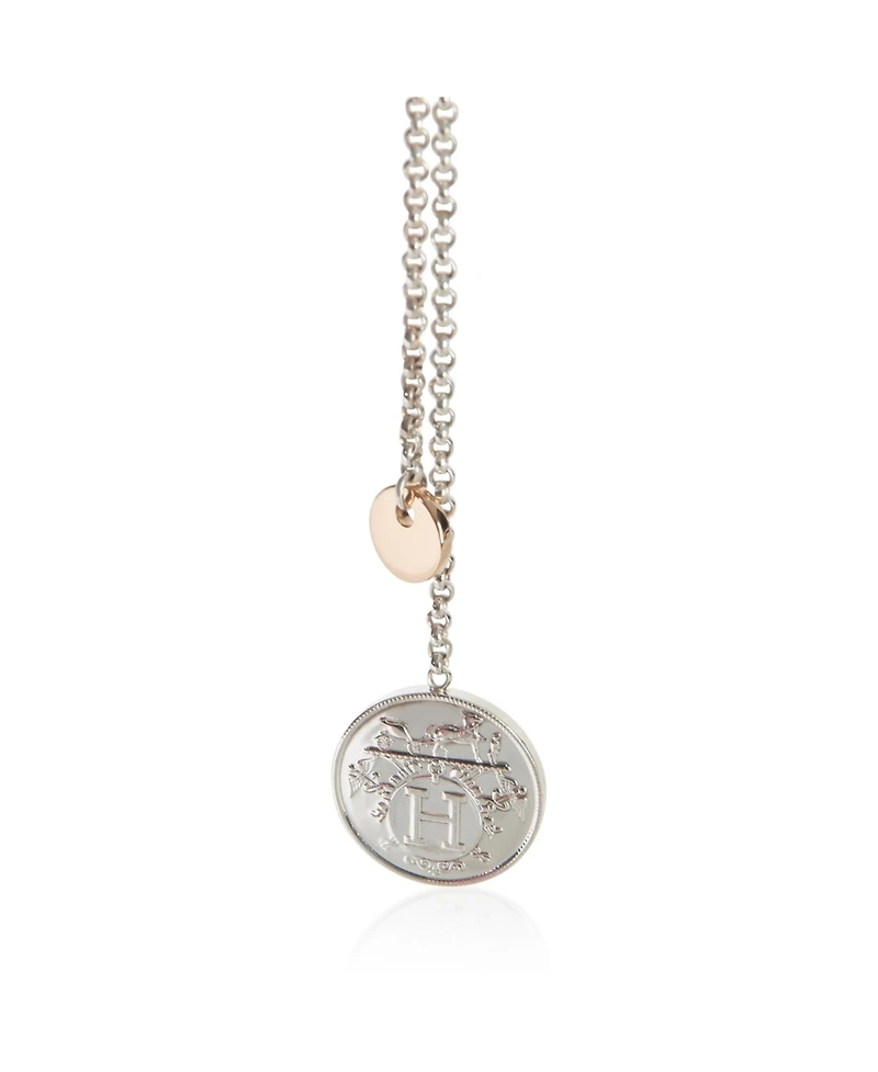 Pre-Owned HERMES Rose Gold and Sterling Silver Ex-Libris Drop Earrings
